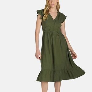 Time and Tru Olive Midi Dress